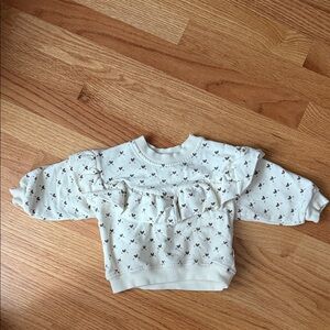 Quincy Mae Baby Cream Ruffle Sweatshirt with hearts